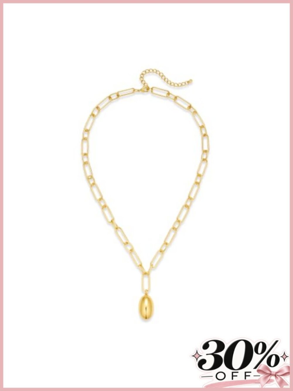 Gold Plated Chunky Paperclip Chain Necklace Women's 20" with Extender